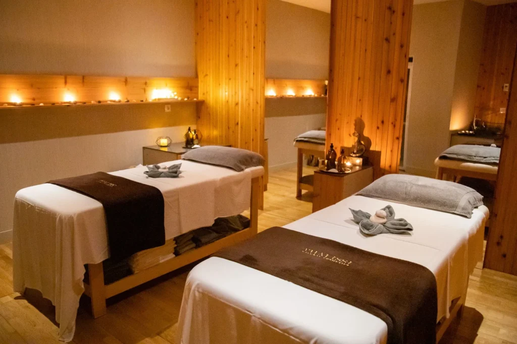 Massage beds of a private tour.